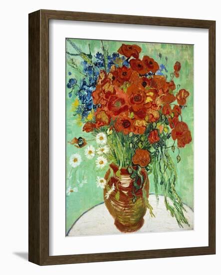 Vase with Cornflowers and Poppies, 1890 (oil on canvas)-Vincent van Gogh-Framed Giclee Print