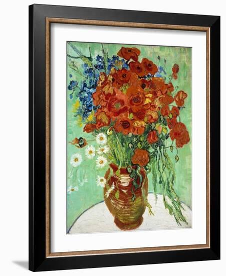 Vase with Cornflowers and Poppies, 1890 (oil on canvas)-Vincent van Gogh-Framed Giclee Print