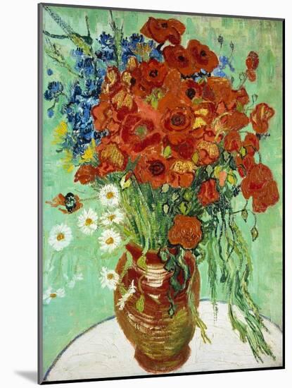 Vase with Cornflowers and Poppies, 1890 (oil on canvas)-Vincent van Gogh-Mounted Giclee Print