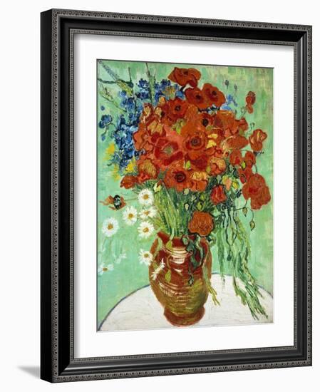 Vase with Cornflowers and Poppies, 1890 (oil on canvas)-Vincent van Gogh-Framed Giclee Print