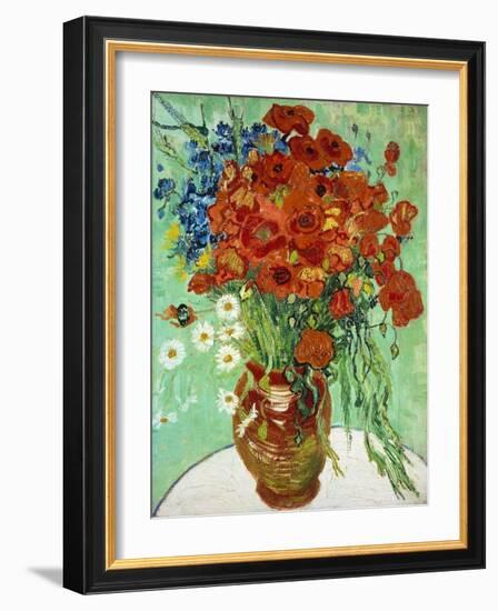 Vase with Cornflowers and Poppies, 1890 (oil on canvas)-Vincent van Gogh-Framed Giclee Print