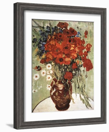 Vase with Daisies and Poppies-Vincent van Gogh-Framed Art Print