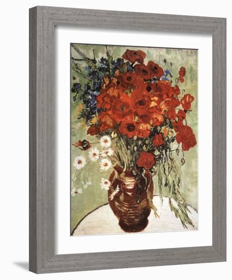 Vase with Daisies and Poppies-Vincent van Gogh-Framed Art Print