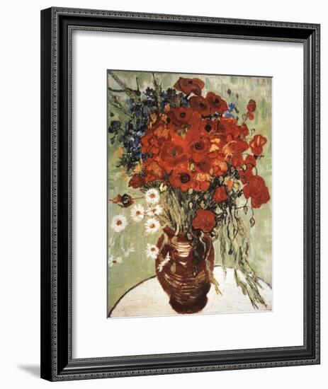 Vase with Daisies and Poppies-Vincent van Gogh-Framed Art Print