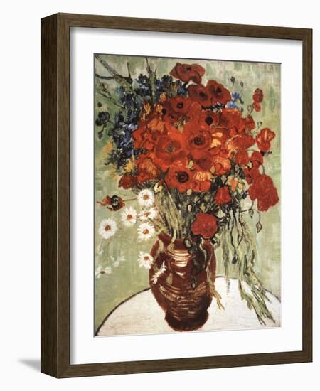 Vase with Daisies and Poppies-Vincent van Gogh-Framed Art Print