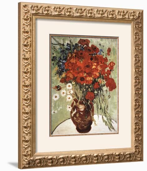 Vase with Daisies and Poppies-Vincent van Gogh-Framed Art Print