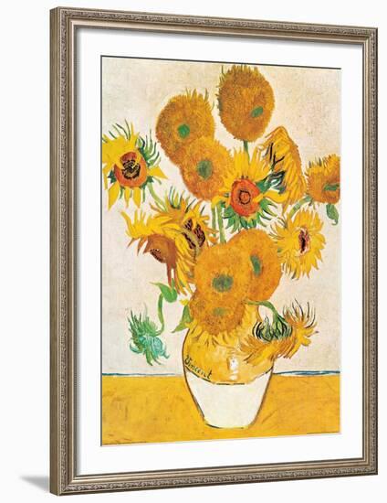 Vase with Fifteen Sunflowers-Vincent van Gogh-Framed Art Print