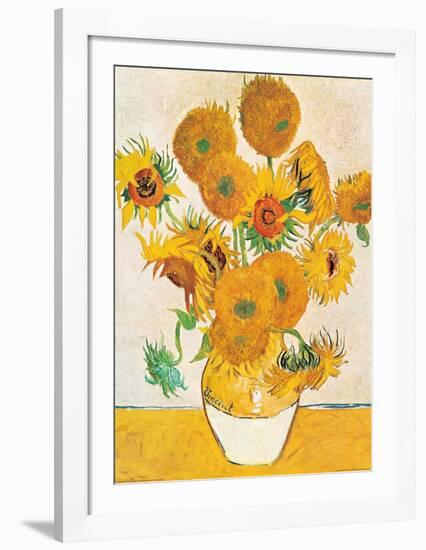 Vase with Fifteen Sunflowers-Vincent van Gogh-Framed Art Print