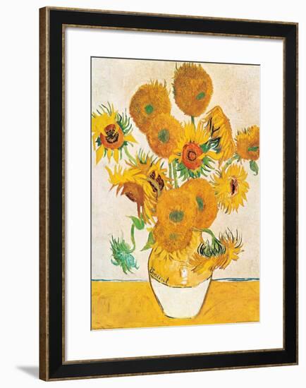 Vase with Fifteen Sunflowers-Vincent van Gogh-Framed Art Print