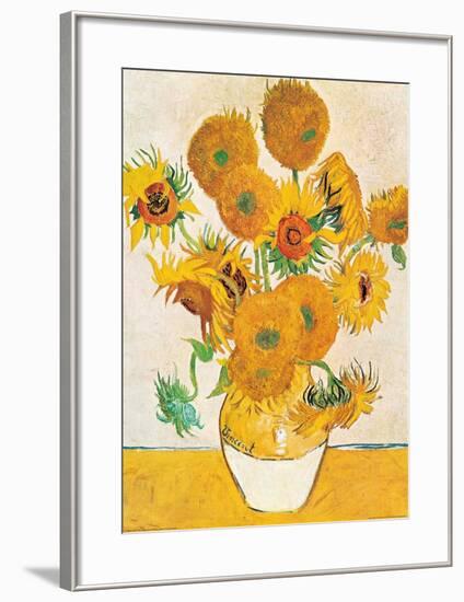 Vase with Fifteen Sunflowers-Vincent van Gogh-Framed Art Print