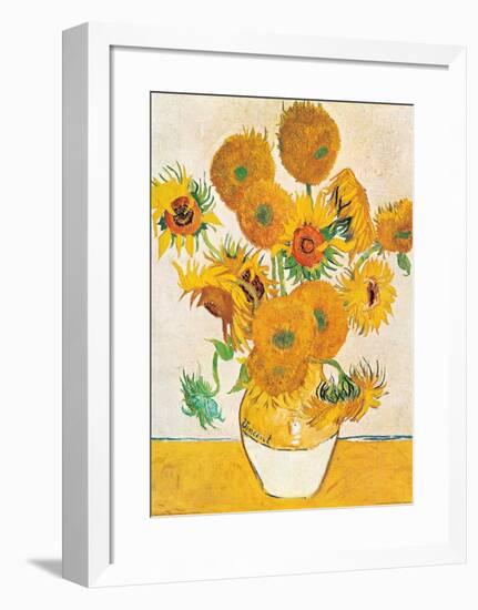 Vase with Fifteen Sunflowers-Vincent van Gogh-Framed Art Print