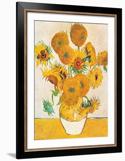 Vase with Fifteen Sunflowers-Vincent van Gogh-Framed Art Print