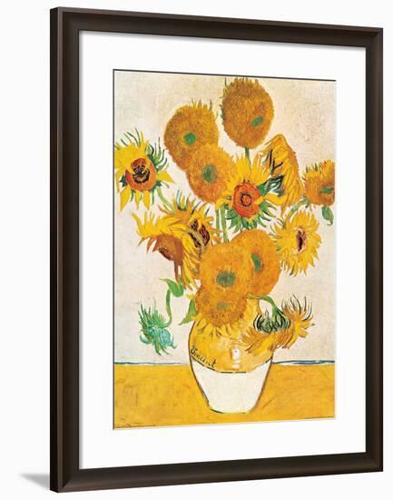 Vase with Fifteen Sunflowers-Vincent van Gogh-Framed Art Print