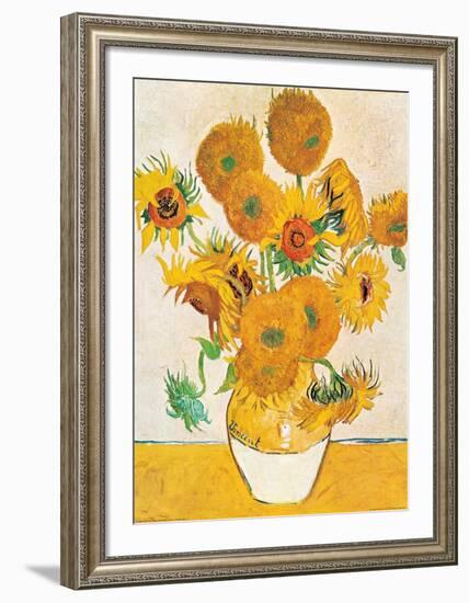 Vase with Fifteen Sunflowers-Vincent van Gogh-Framed Art Print