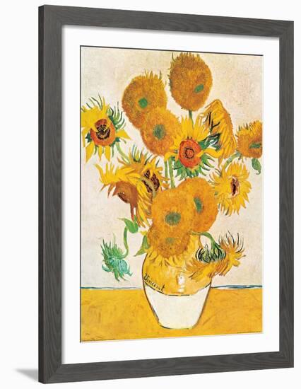 Vase with Fifteen Sunflowers-Vincent van Gogh-Framed Art Print