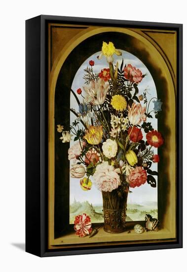 Vase with Flowers in a Window, about 1618-Ambrosius Bosschaert-Framed Premier Image Canvas