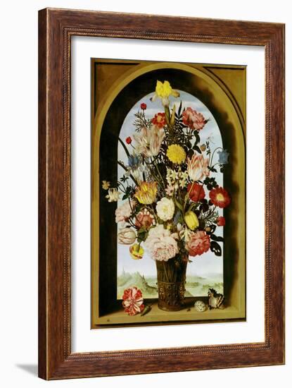 Vase with Flowers in a Window, about 1618-Ambrosius Bosschaert-Framed Giclee Print