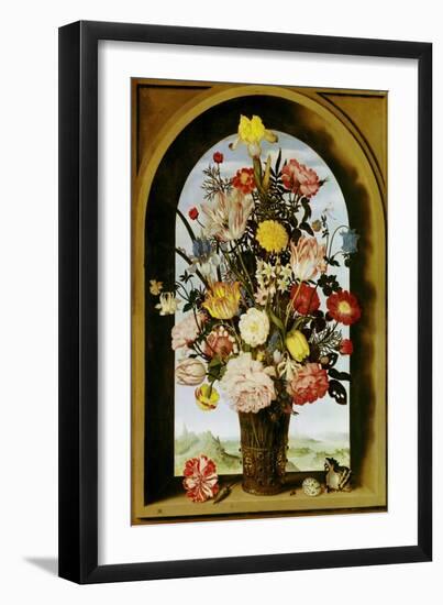 Vase with Flowers in a Window, about 1618-Ambrosius Bosschaert-Framed Giclee Print