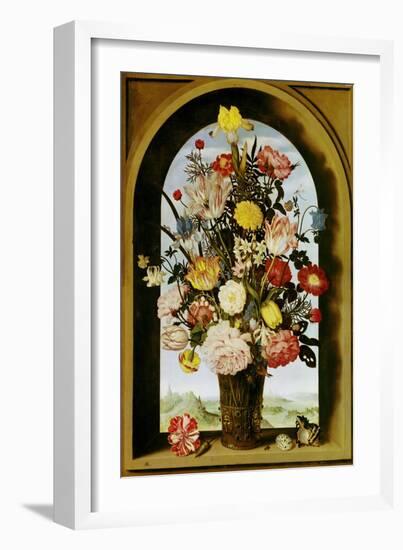 Vase with Flowers in a Window, about 1618-Ambrosius Bosschaert-Framed Giclee Print