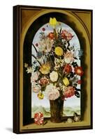 Vase with Flowers in a Window, about 1618-Ambrosius Bosschaert-Framed Premier Image Canvas