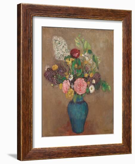 Vase with Flowers (Oil on Canvas)-Odilon Redon-Framed Giclee Print