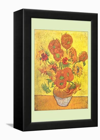 Vase with Fourteen Sunflowers-Vincent van Gogh-Framed Stretched Canvas