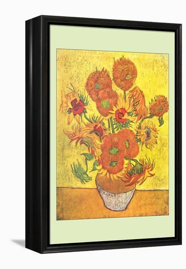 Vase with Fourteen Sunflowers-Vincent van Gogh-Framed Stretched Canvas