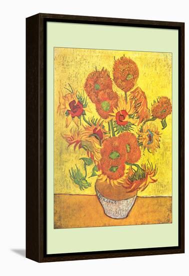 Vase with Fourteen Sunflowers-Vincent van Gogh-Framed Stretched Canvas