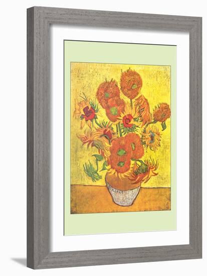 Vase with Fourteen Sunflowers-Vincent van Gogh-Framed Premium Giclee Print