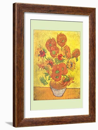 Vase with Fourteen Sunflowers-Vincent van Gogh-Framed Premium Giclee Print