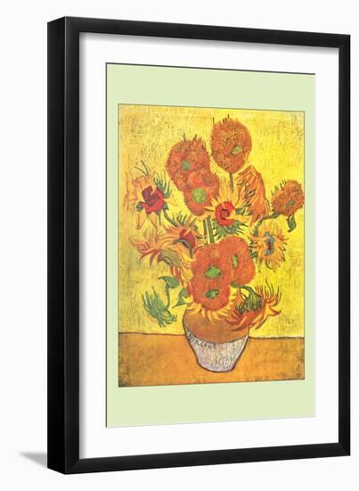 Vase with Fourteen Sunflowers-Vincent van Gogh-Framed Premium Giclee Print