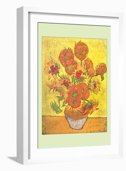 Vase with Fourteen Sunflowers-Vincent van Gogh-Framed Premium Giclee Print