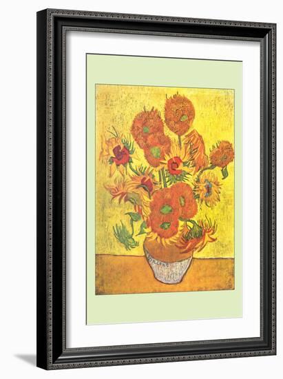 Vase with Fourteen Sunflowers-Vincent van Gogh-Framed Premium Giclee Print