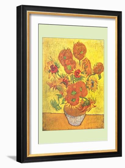 Vase with Fourteen Sunflowers-Vincent van Gogh-Framed Premium Giclee Print