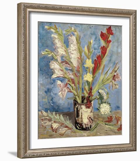 Vase with Gladioli and China Asters, 1886-Vincent van Gogh-Framed Giclee Print