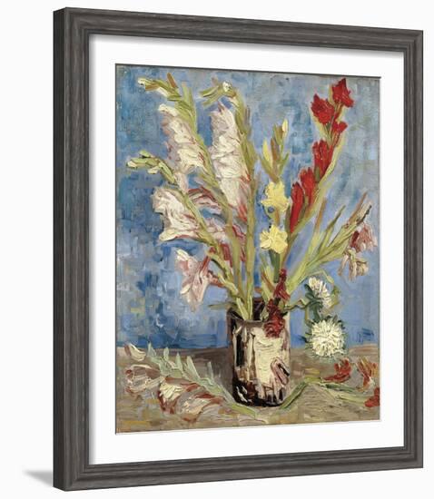 Vase with Gladioli and China Asters, 1886-Vincent van Gogh-Framed Giclee Print