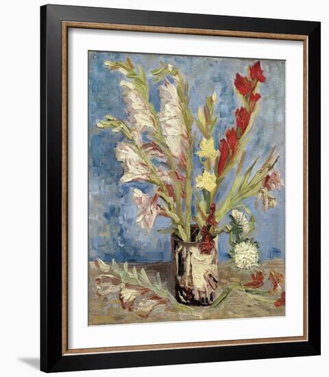 Vase with Gladioli and China Asters, 1886-Vincent van Gogh-Framed Giclee Print