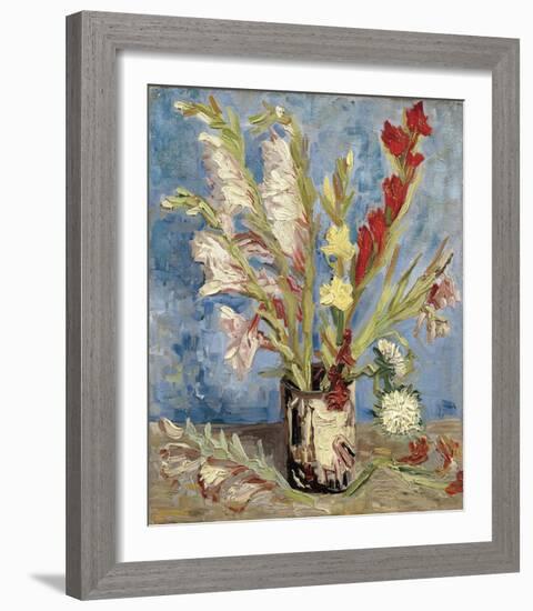 Vase with Gladioli and China Asters, 1886-Vincent van Gogh-Framed Giclee Print