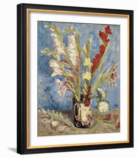 Vase with Gladioli and China Asters, 1886-Vincent van Gogh-Framed Giclee Print