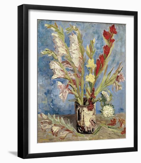 Vase with Gladioli and China Asters, 1886-Vincent van Gogh-Framed Giclee Print