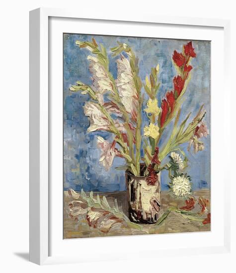 Vase with Gladioli and China Asters, 1886-Vincent van Gogh-Framed Giclee Print