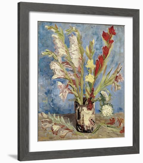 Vase with Gladioli and China Asters, 1886-Vincent van Gogh-Framed Giclee Print