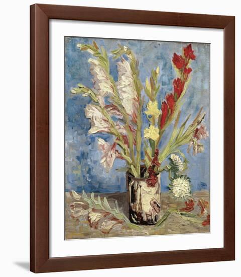 Vase with Gladioli and China Asters, 1886-Vincent van Gogh-Framed Giclee Print