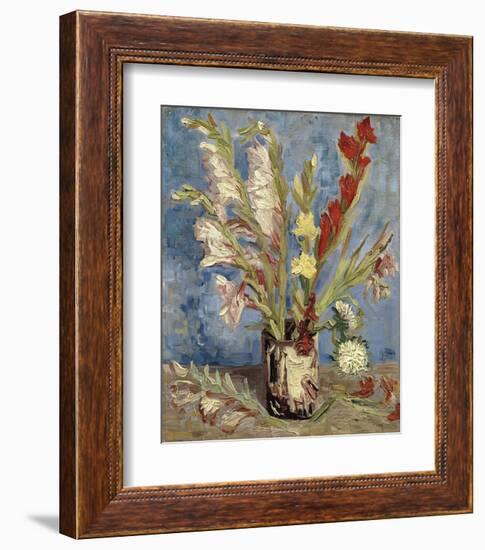 Vase with Gladioli and China Asters, 1886-Vincent van Gogh-Framed Art Print