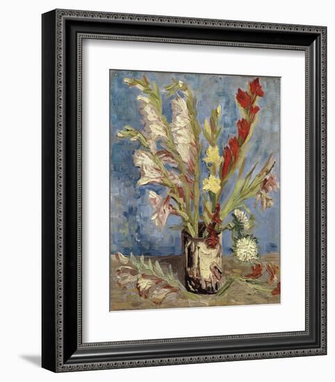 Vase with Gladioli and China Asters, 1886-Vincent van Gogh-Framed Art Print