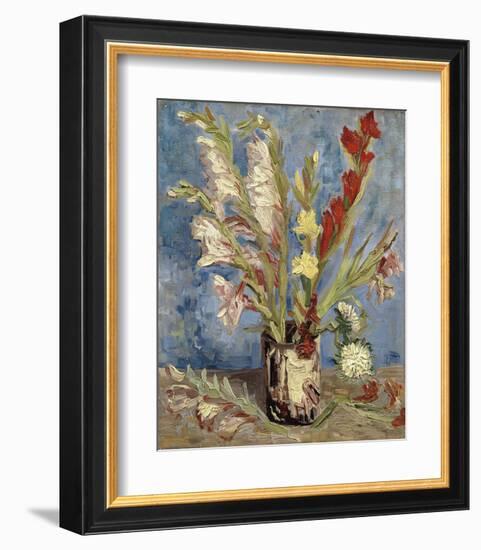 Vase with Gladioli and China Asters, 1886-Vincent van Gogh-Framed Art Print