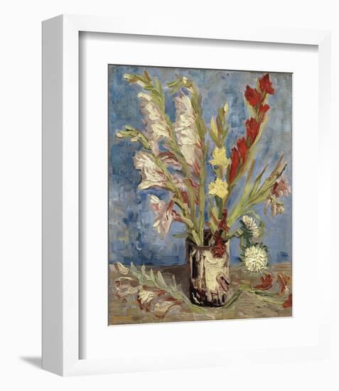 Vase with Gladioli and China Asters, 1886-Vincent van Gogh-Framed Art Print