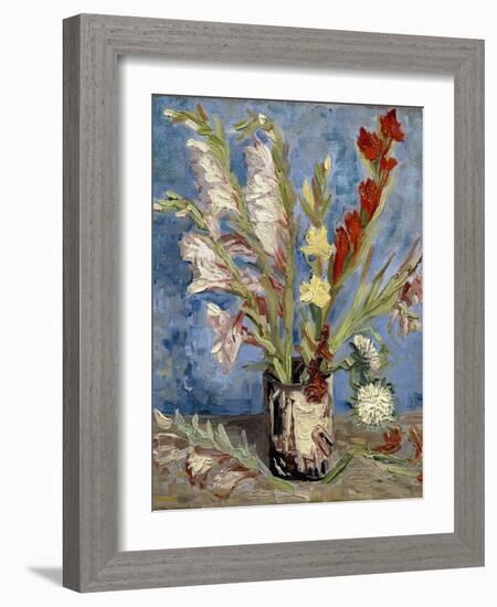 Vase with Gladioli and China Asters, 1886-Vincent van Gogh-Framed Giclee Print