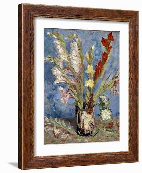 Vase with Gladioli and China Asters, 1886-Vincent van Gogh-Framed Giclee Print