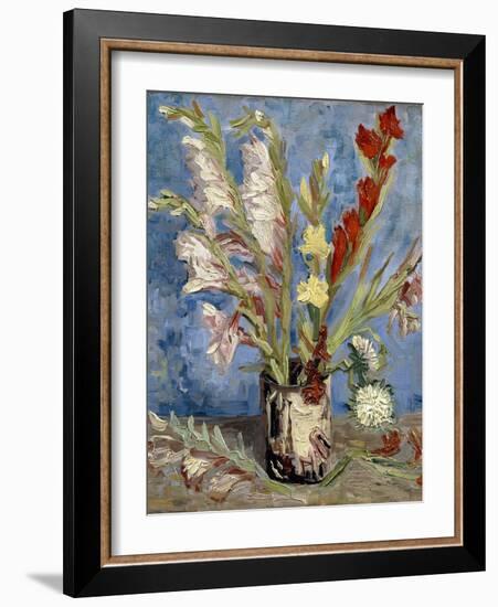 Vase with Gladioli and China Asters, 1886-Vincent van Gogh-Framed Giclee Print